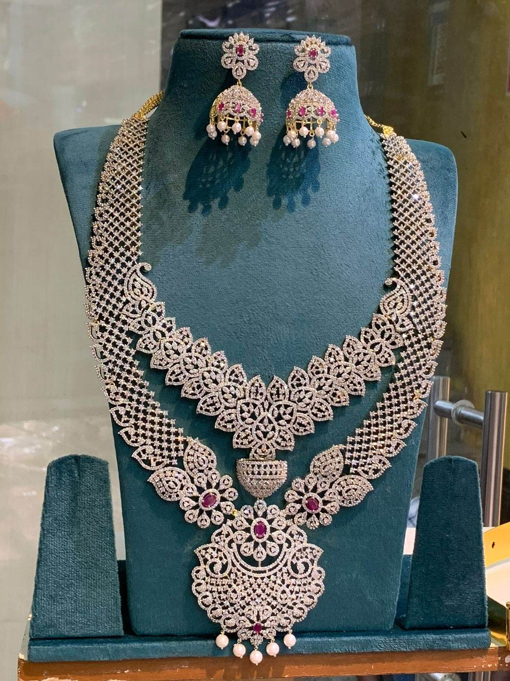 American Diamond Stones Bridal Haram - Nakshatra Jewels
