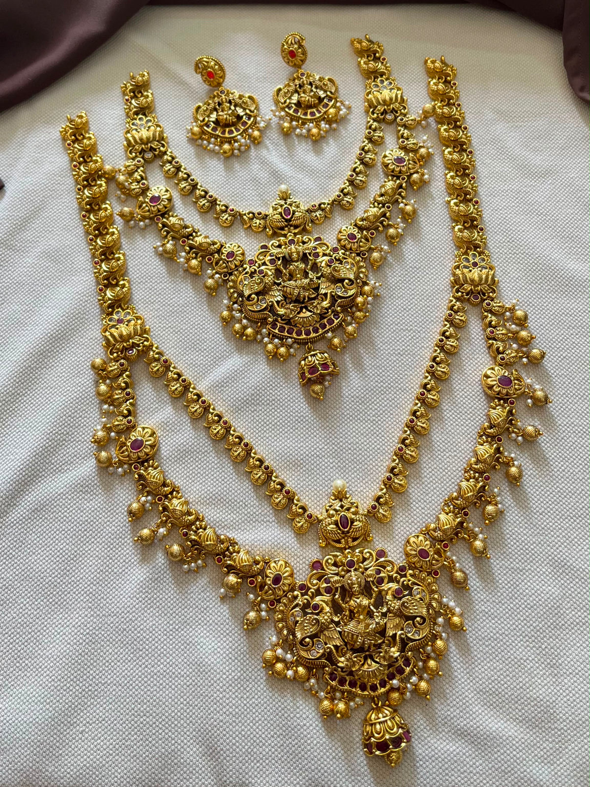 Nakshi Work with Kempu Stones Bridal Combo
