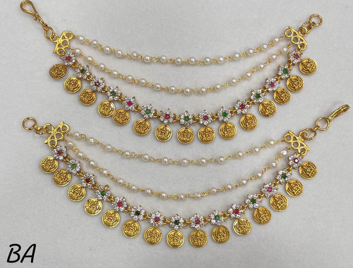 Premium Matt with Kempu Stones Ear Chains