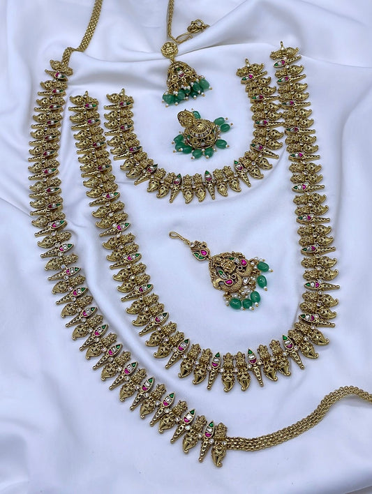 Nakshi Work with Kundan Stones Bridal Combo Set