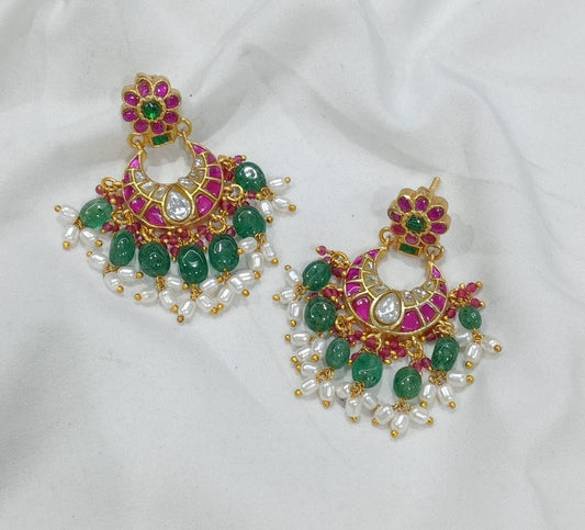 Jaadu Kundan Stones Bridal Earrings