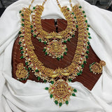 Nagasi Work with Kempu Stones Bridal Combo Set - Nakshatra Jewels