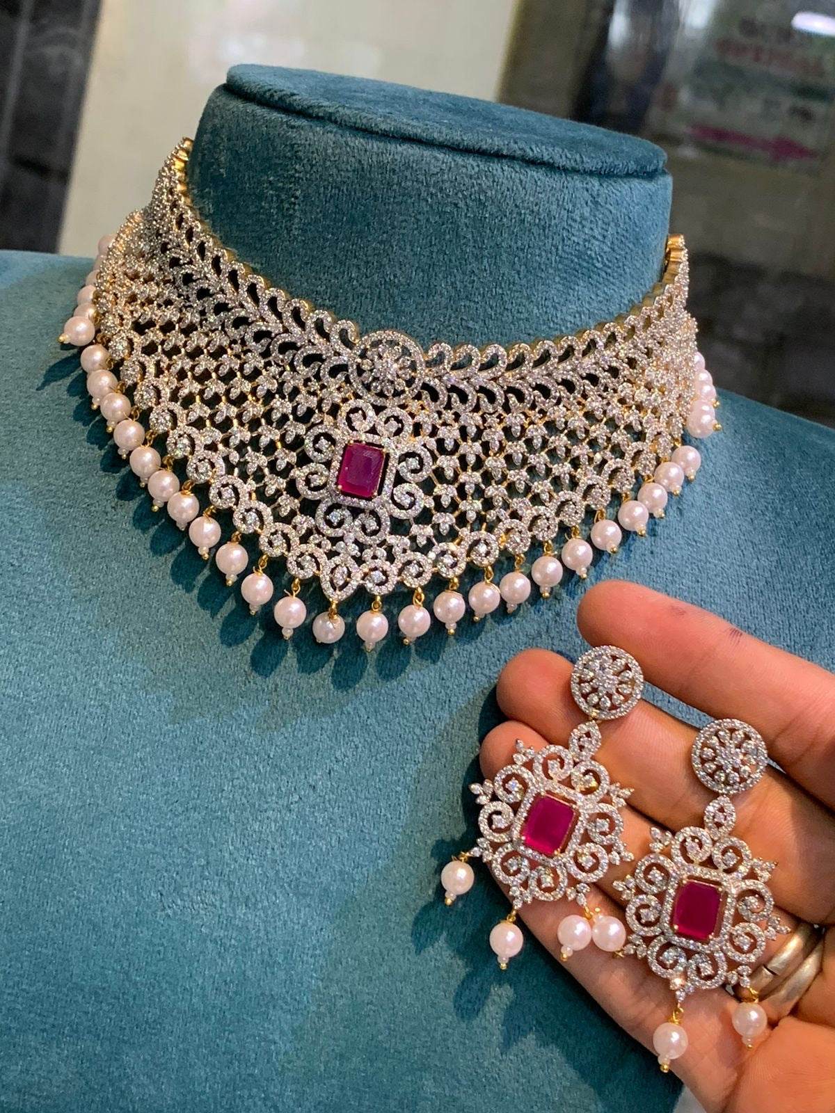 American Diamond Stones Bridal Choker
