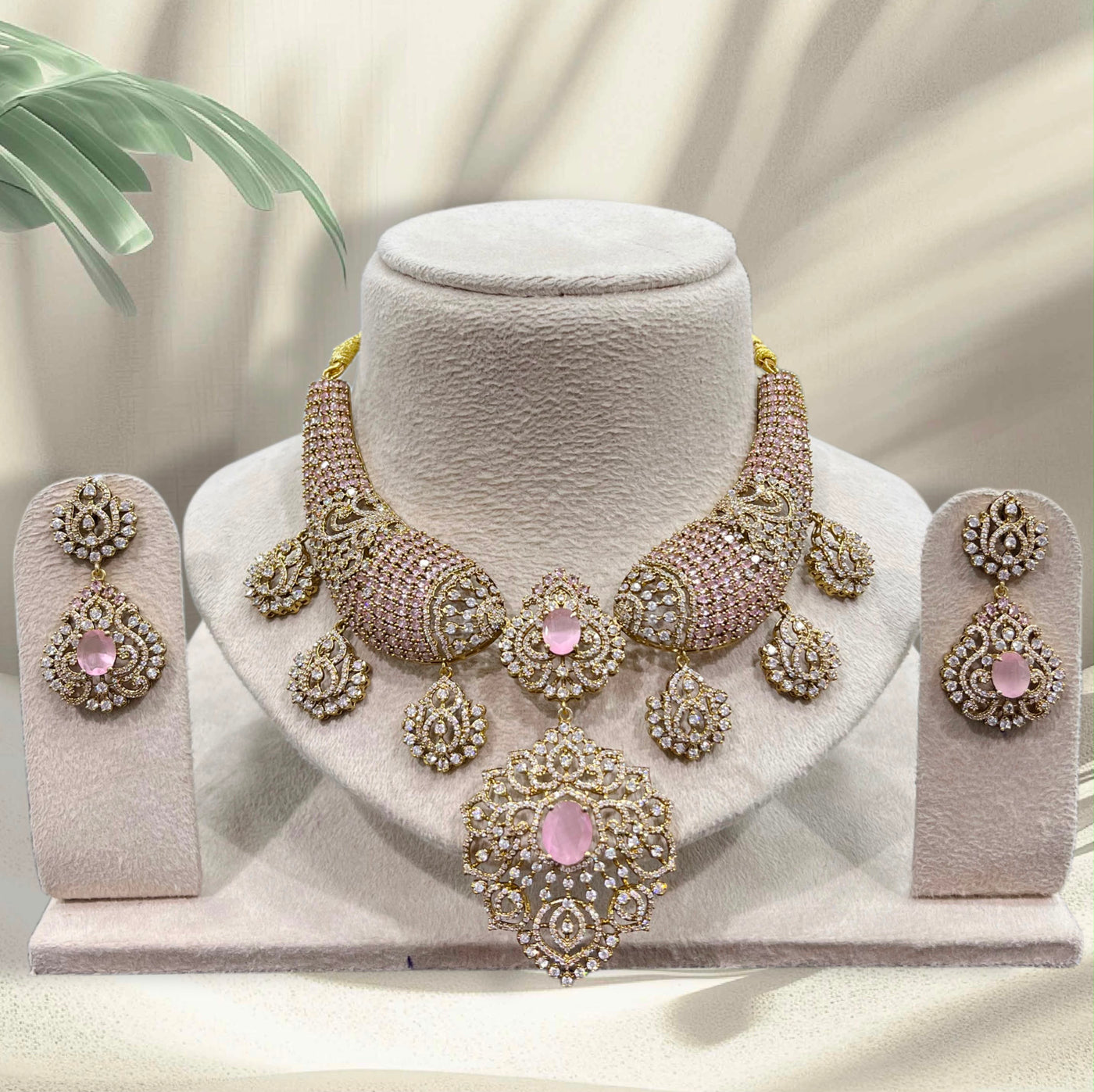 Victorian Polish with AD Stones Bridal Neck Set