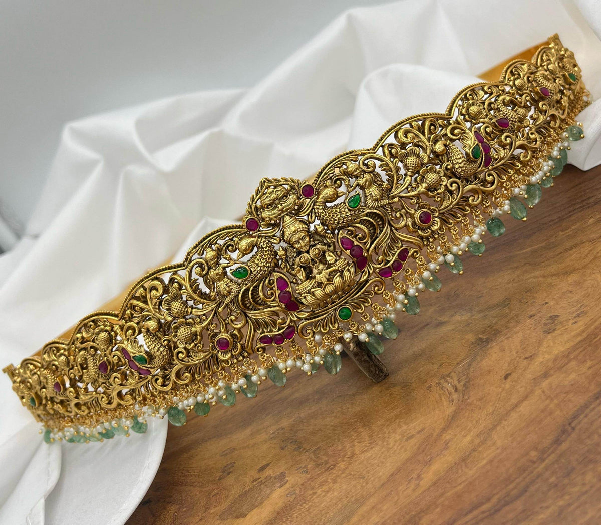 Nagasi work with Jaadu Kundan Stones Bridal Hip Belt