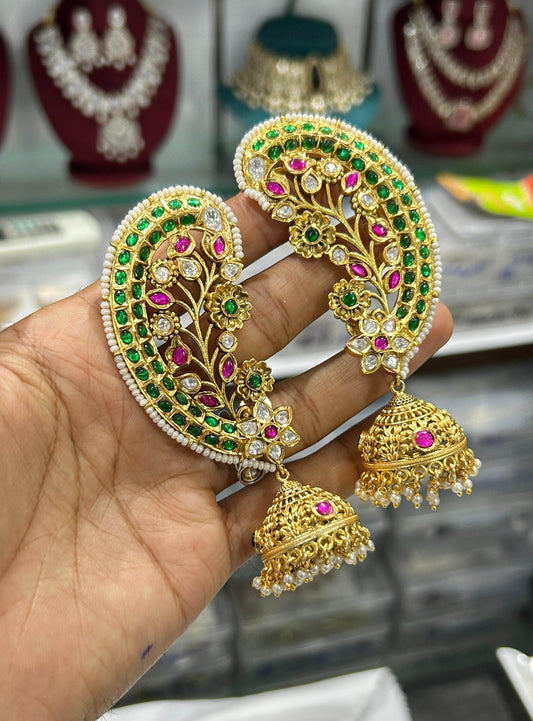 Kempu Stones Bridal Earcuffs - Nakshatra Jewels