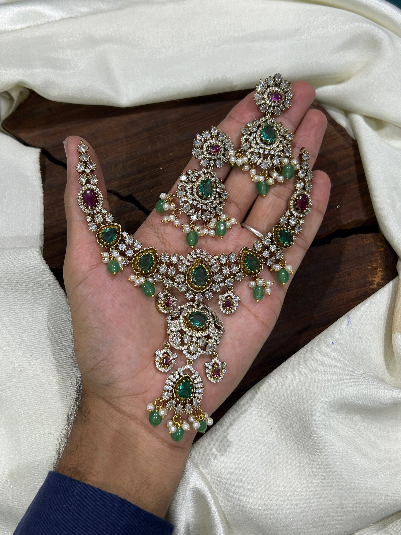 Victorian Polish with AD Stones Necklace