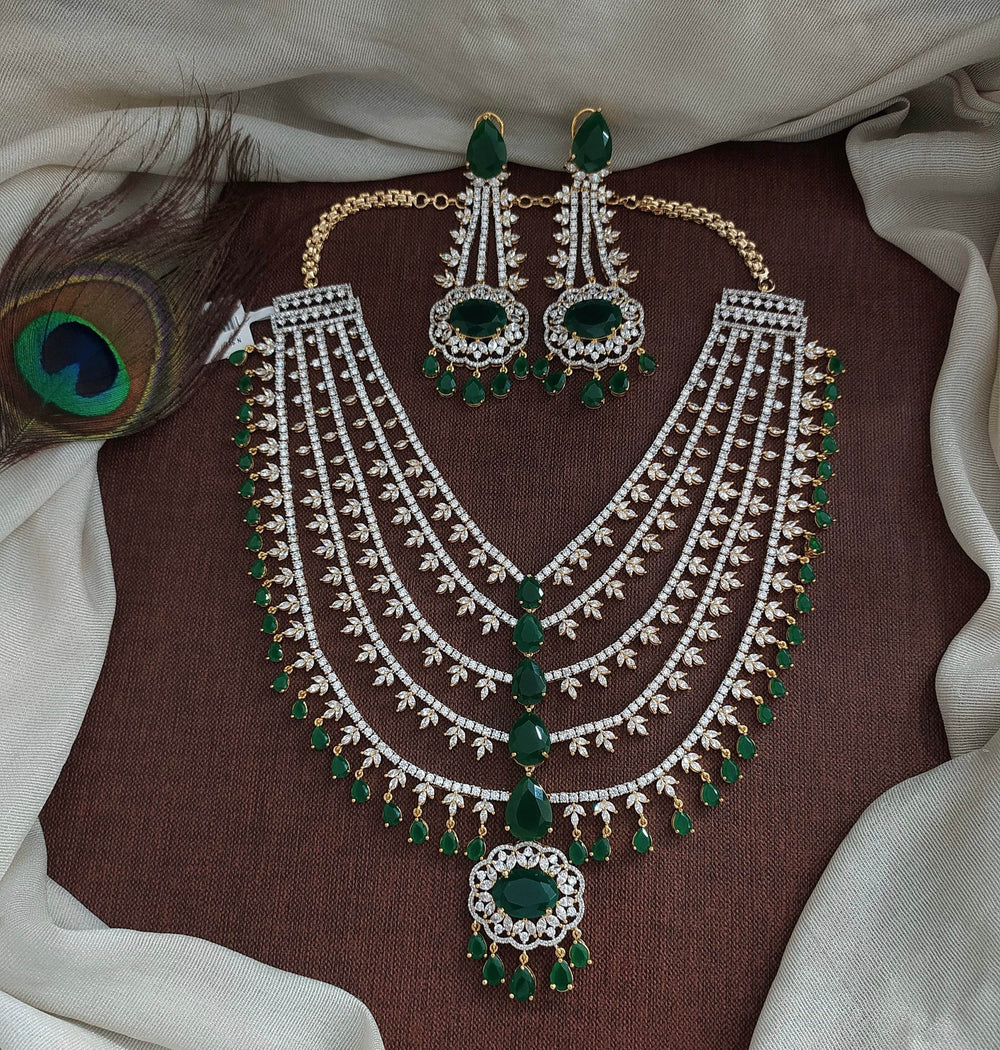American Diamond Stones Bridal Layer Haram - Nakshatra Jewels
