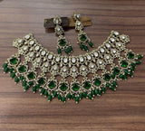 Victorian Polish AD & Moissanite Stones Bridal Neck Set - Nakshatra Jewels