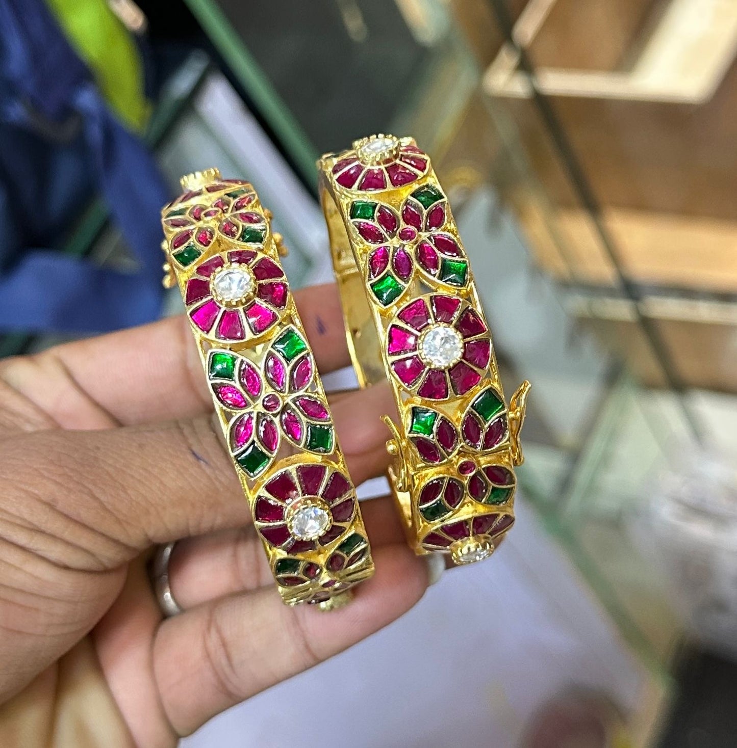 Kundan Stone Bangles (Openable)