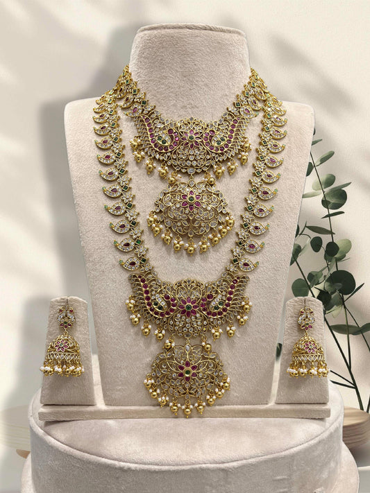 Nakshi Work with Kempu & AD Stones Bridal Combo Set
