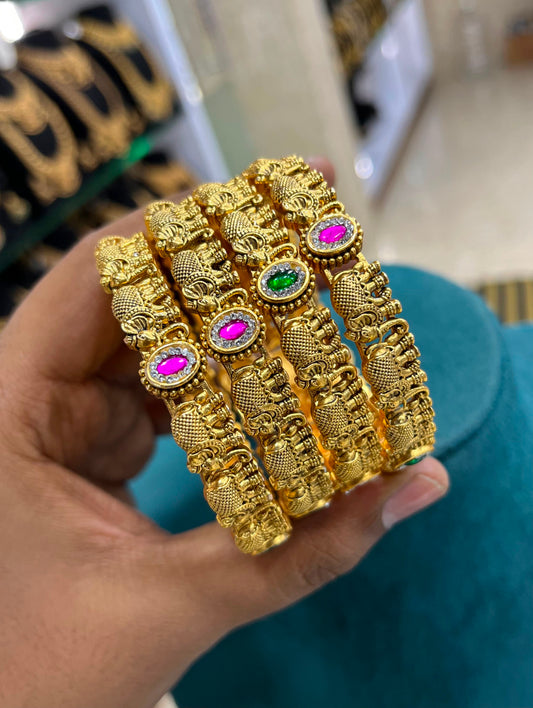 Premium Matt Kempu and AD Stone Bangles