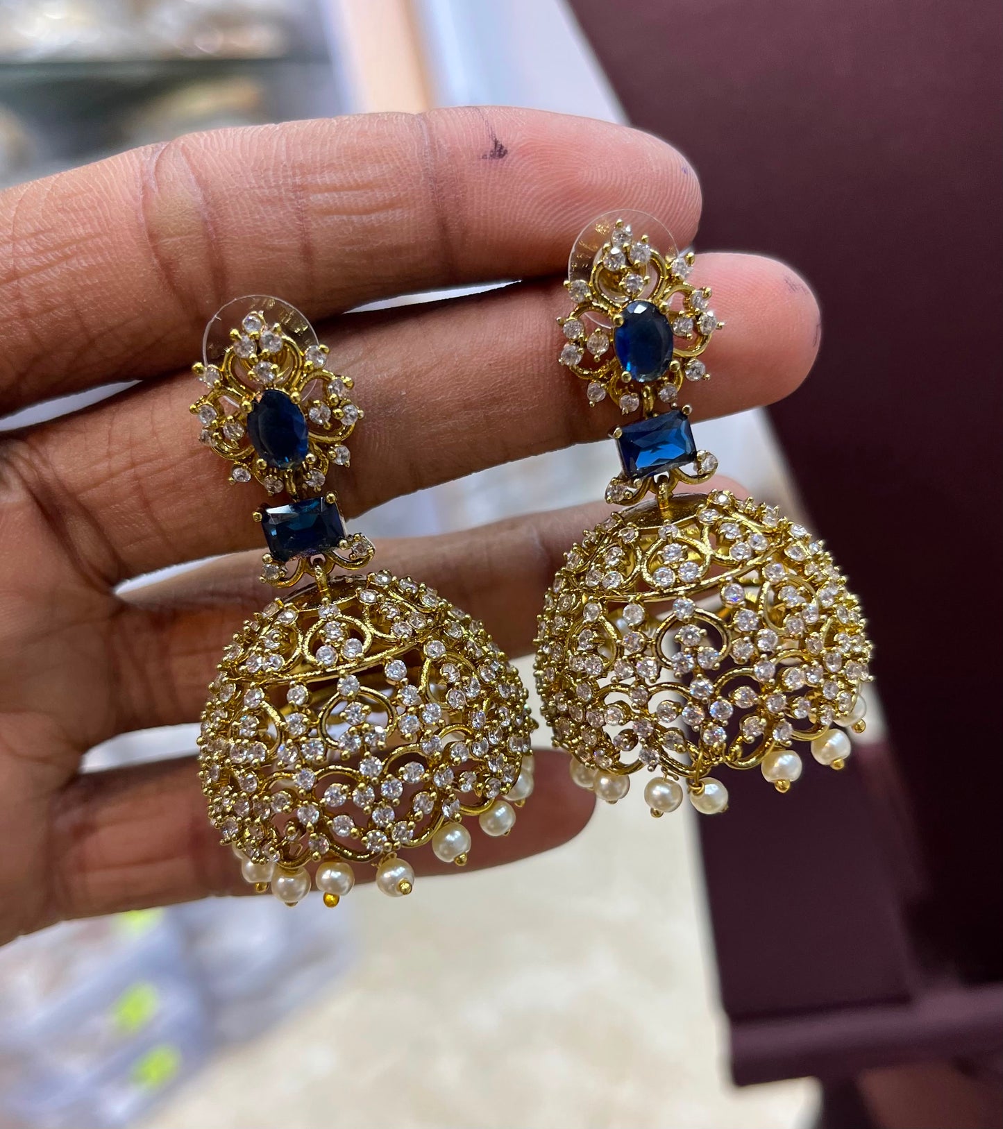 Victorian Polish AD Stone Earrings