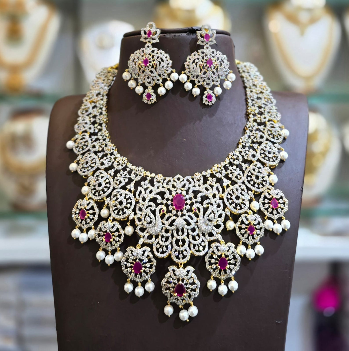 American Diamond Stones Bridal Necklace
