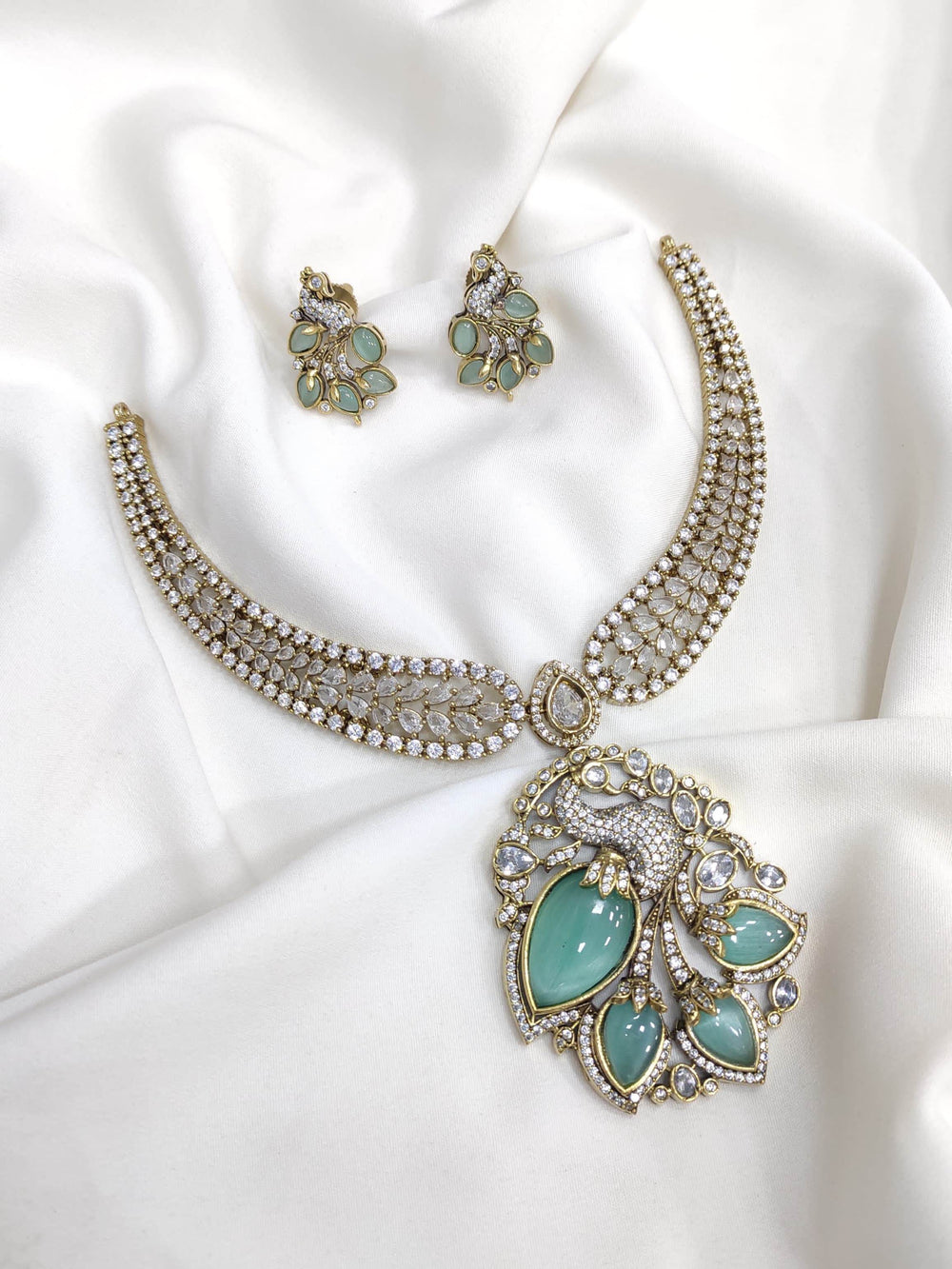 Victorian Polish with AD Stones Necklace - Nakshatra Jewels