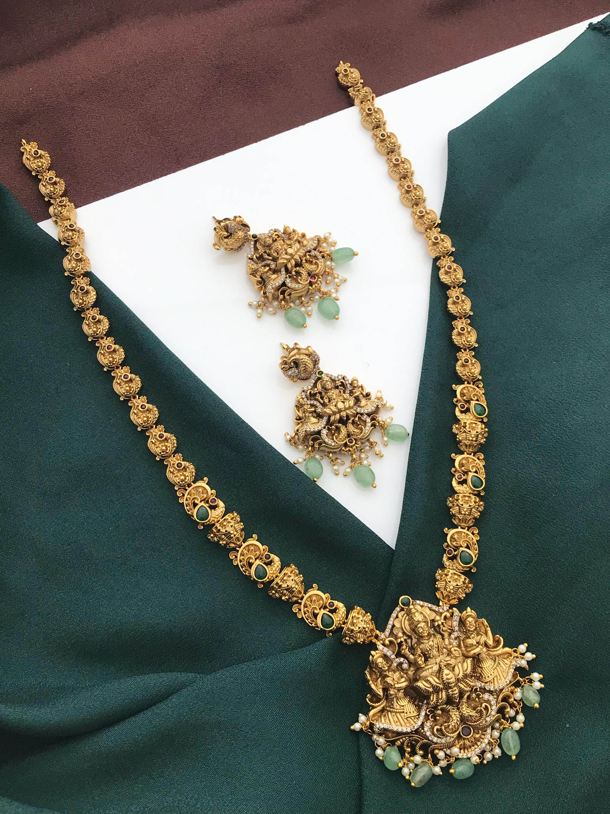 Premium Matt with Kempu and AD Stones Bridal Haram