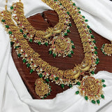 Nagasi Work with Kempu Stones Bridal Combo Set - Nakshatra Jewels