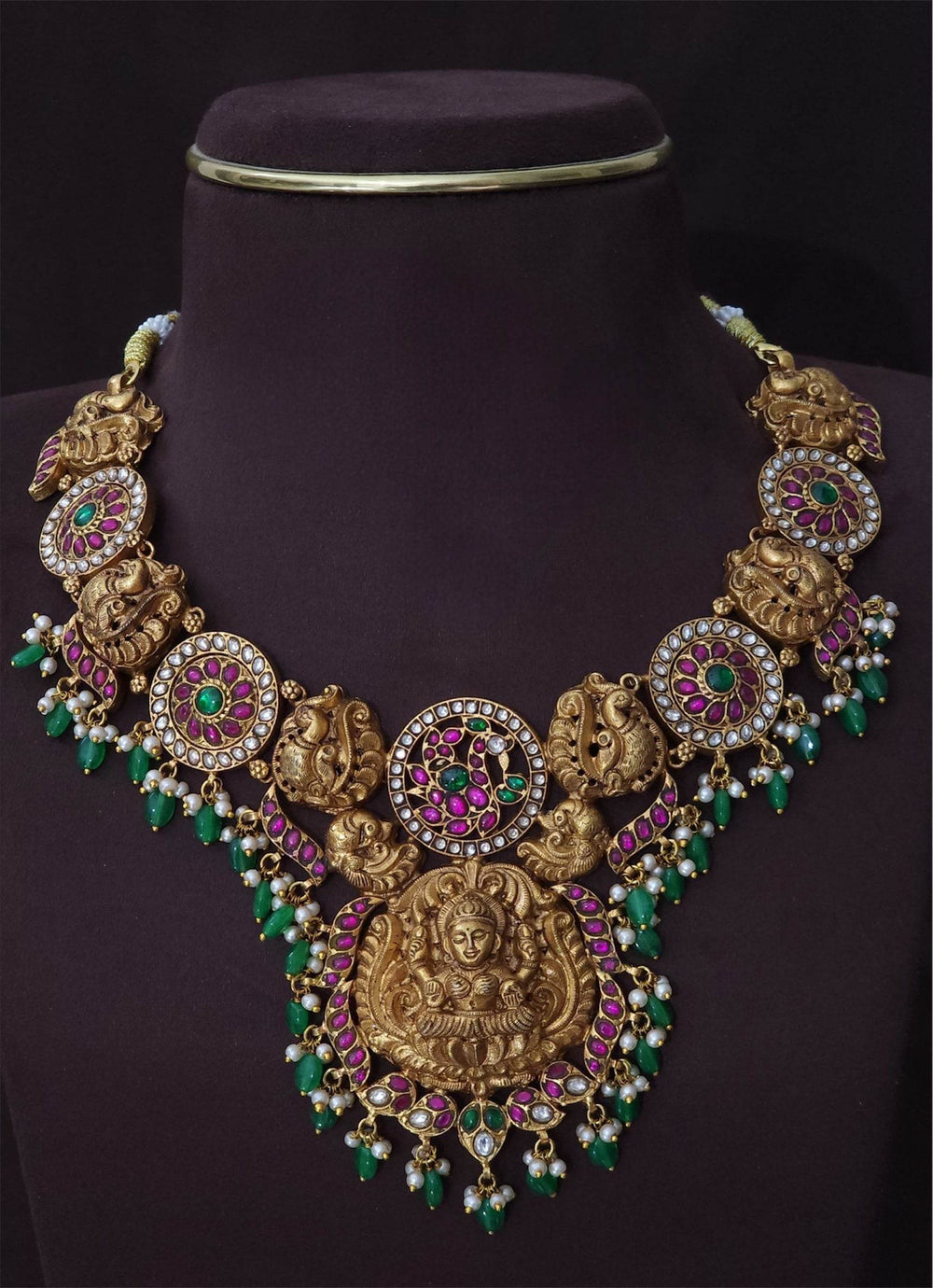 Nakshi Work with Jaadu Kundan Stones Bridal Necklace - Nakshatra Jewels