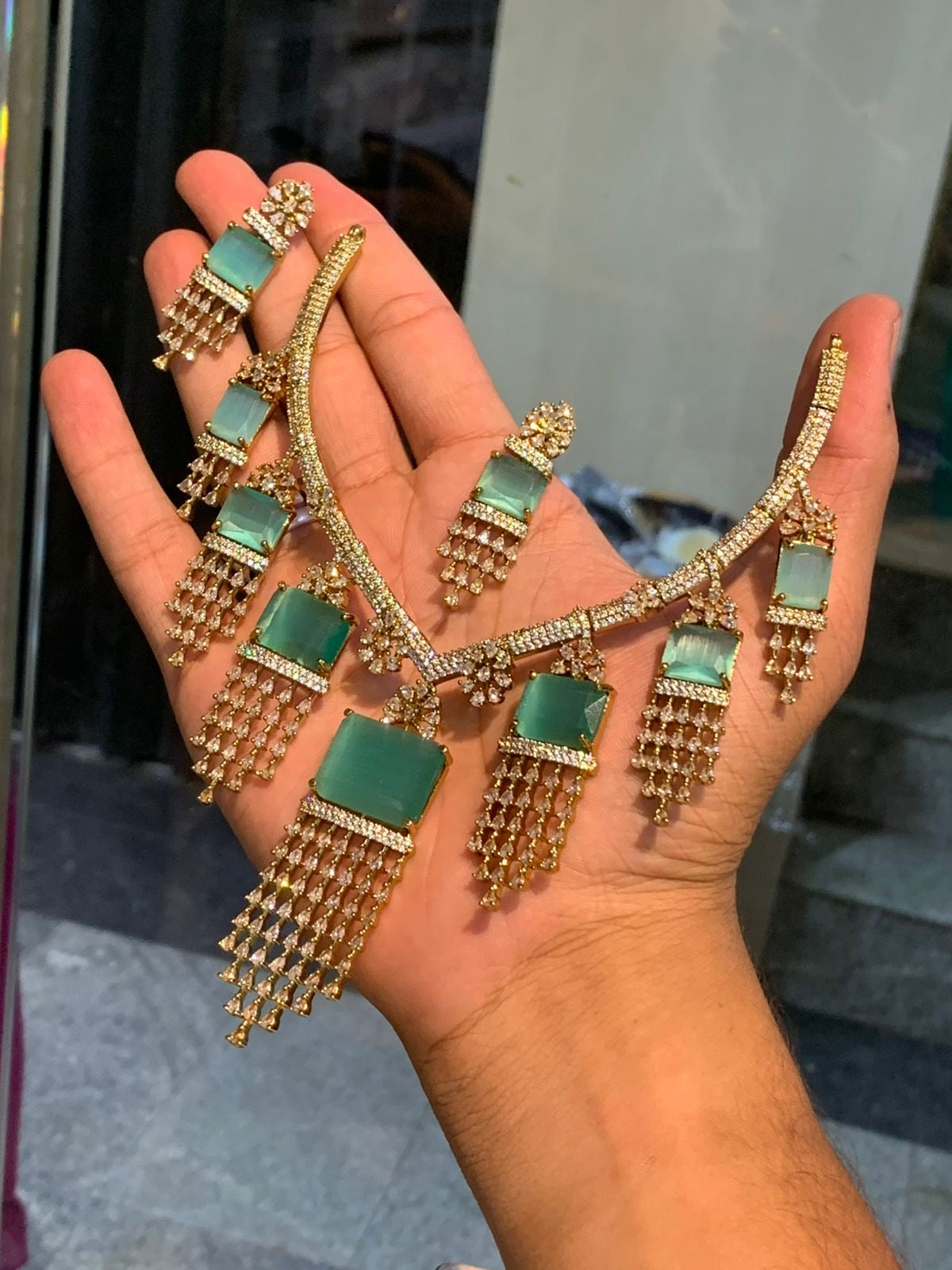 Victorian Polish with AD Stones Bridal Necklace
