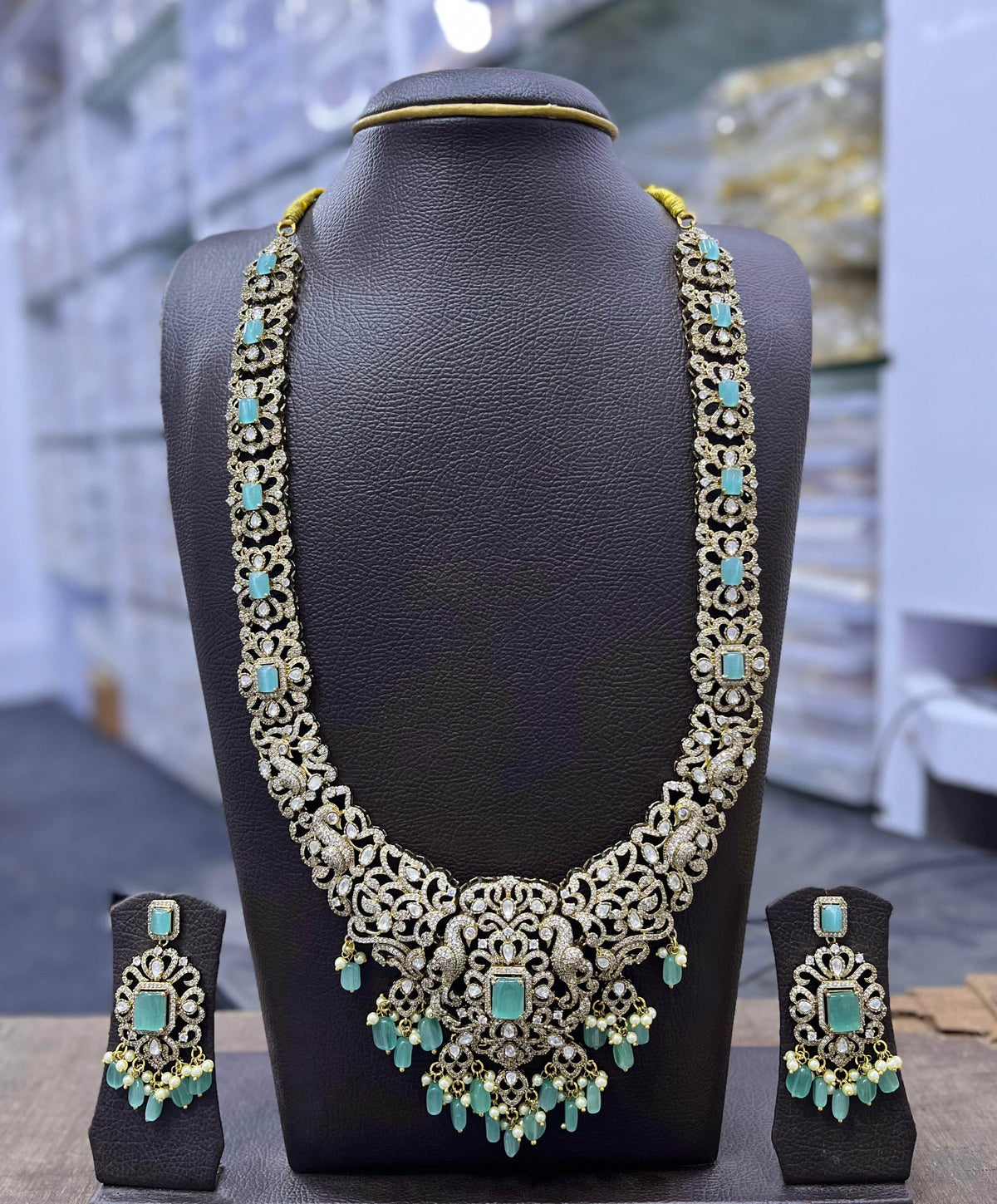 Victorian Polish Moissanite and AD Stones Bridal Haram