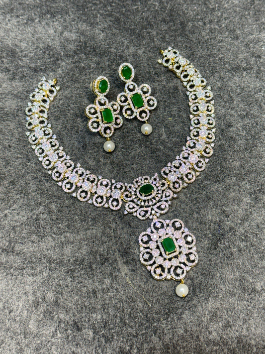 American Diamond Stones Bridal Neck set - Nakshatra Jewels