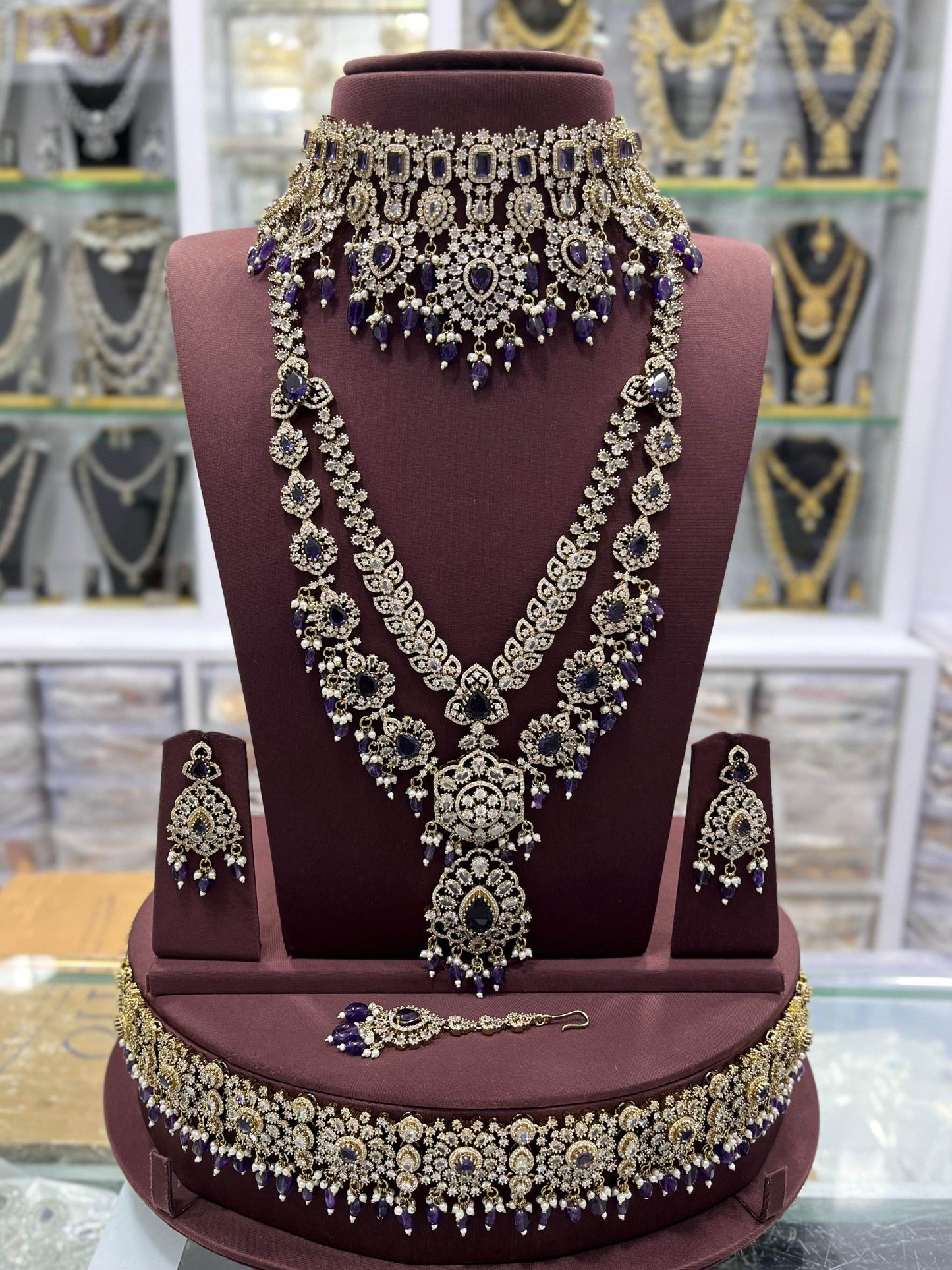 Victorian Polish with Moissanite Stones Bridal Combo set