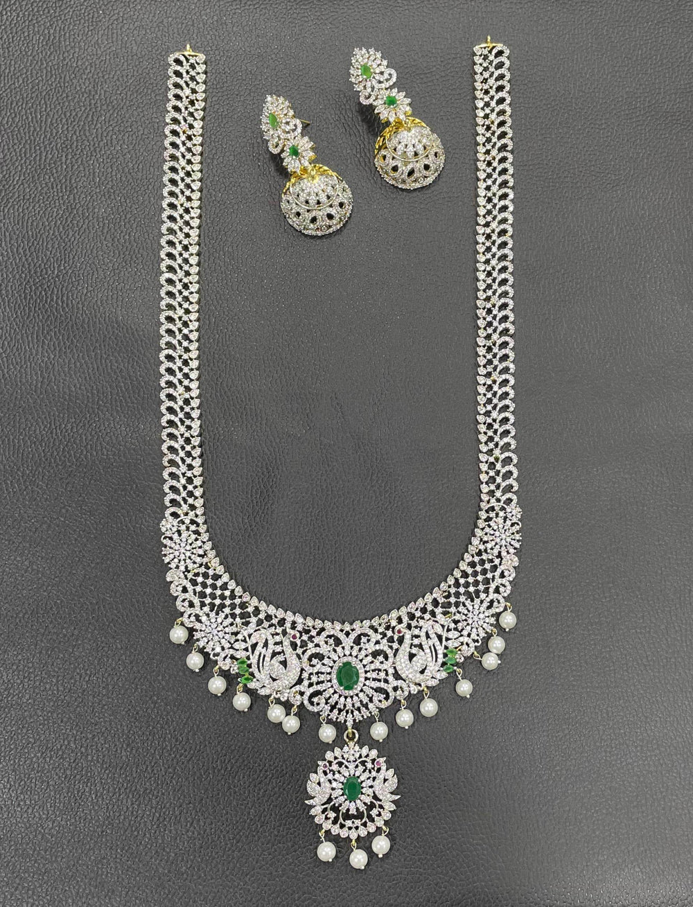 American Diamond Stones Bridal Haram - Nakshatra Jewels