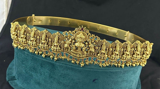 Nagasi work with AD and Kempu Stones Bridal Hip Belt - Nakshatra Jewels