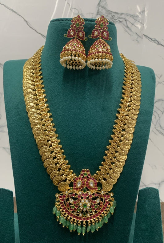 Nakshi Work with Kempu Stones Bridal Haram