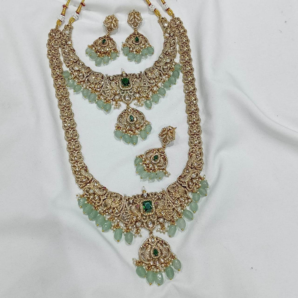Victorian Polish with AD Stones Bridal Combo - Nakshatra Jewels