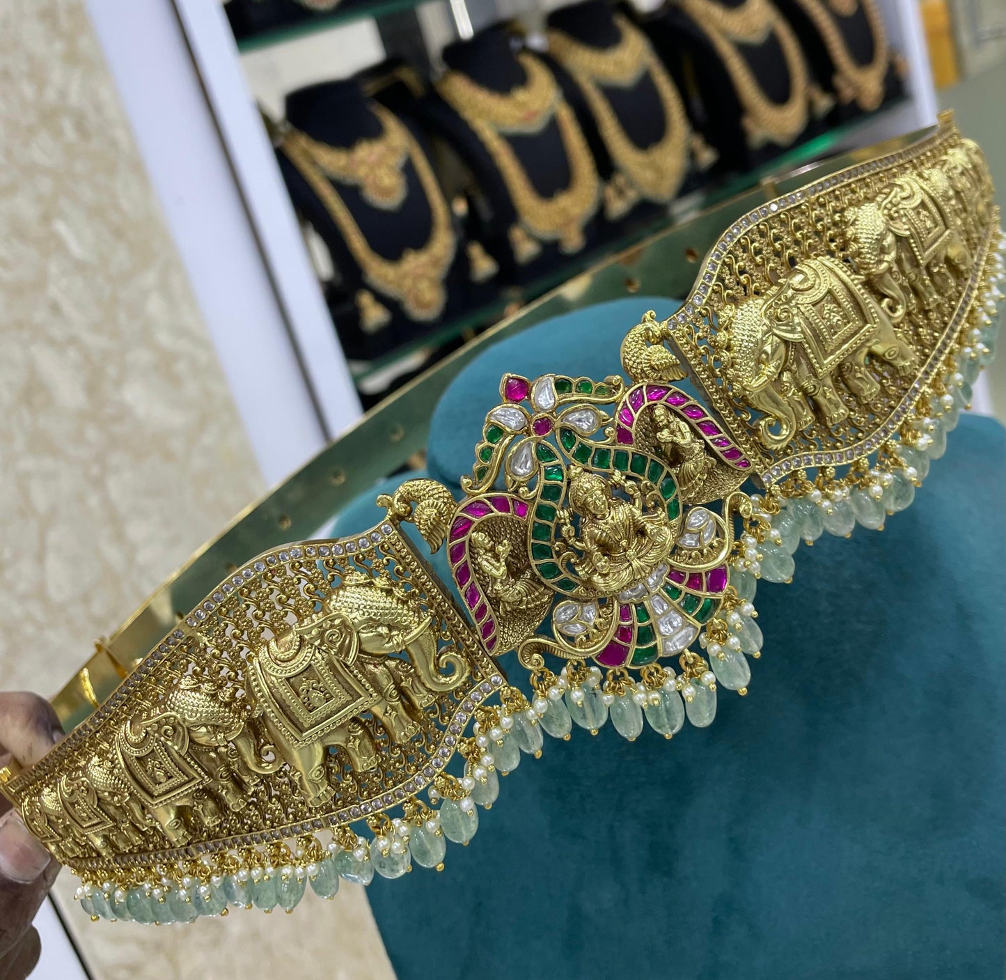 Nakshi Work with Kundan Stones Bridal Hip Belt