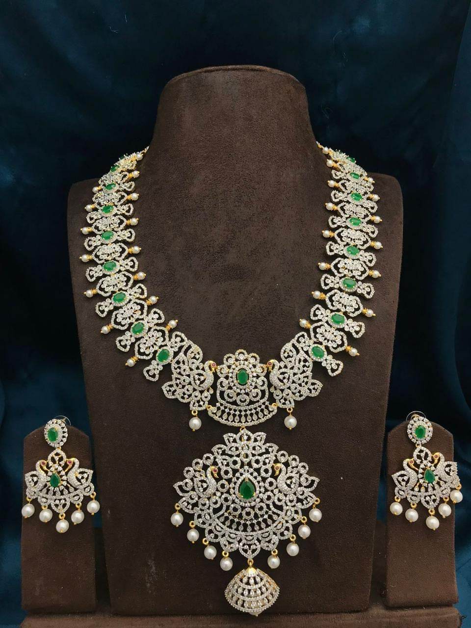American Diamond Stones Bridal Haram - Nakshatra Jewels