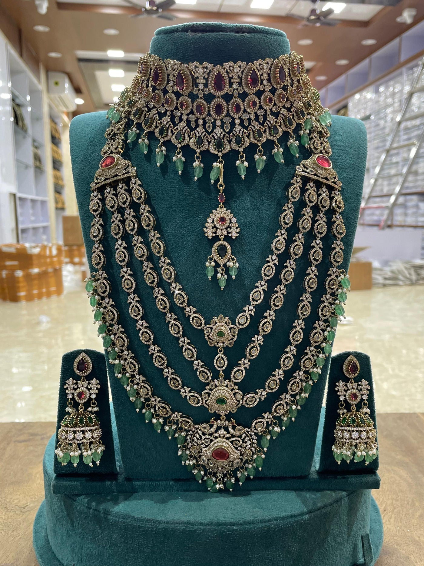 Victorian Polish with AD stones Bridal Set