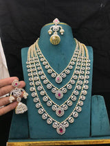 American Diamond Stone Bridal Layer Haram - Nakshatra Jewels