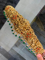 Nakshi Work & Studded with Coral Beads Bridal Hip Belt - Nakshatra Jewels