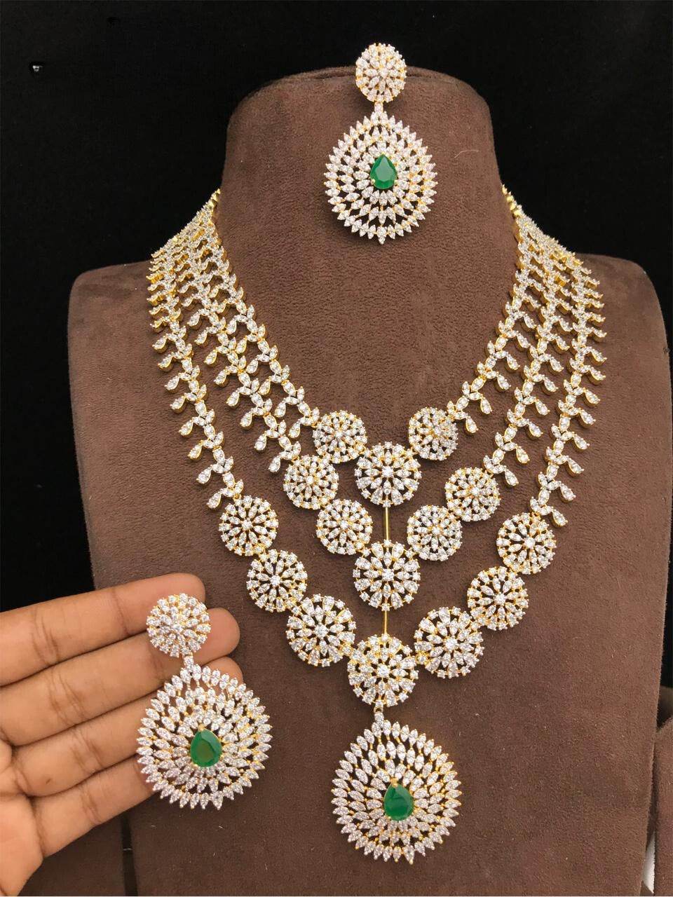American Diamond Stones Bridal Layer Haram - Nakshatra Jewels
