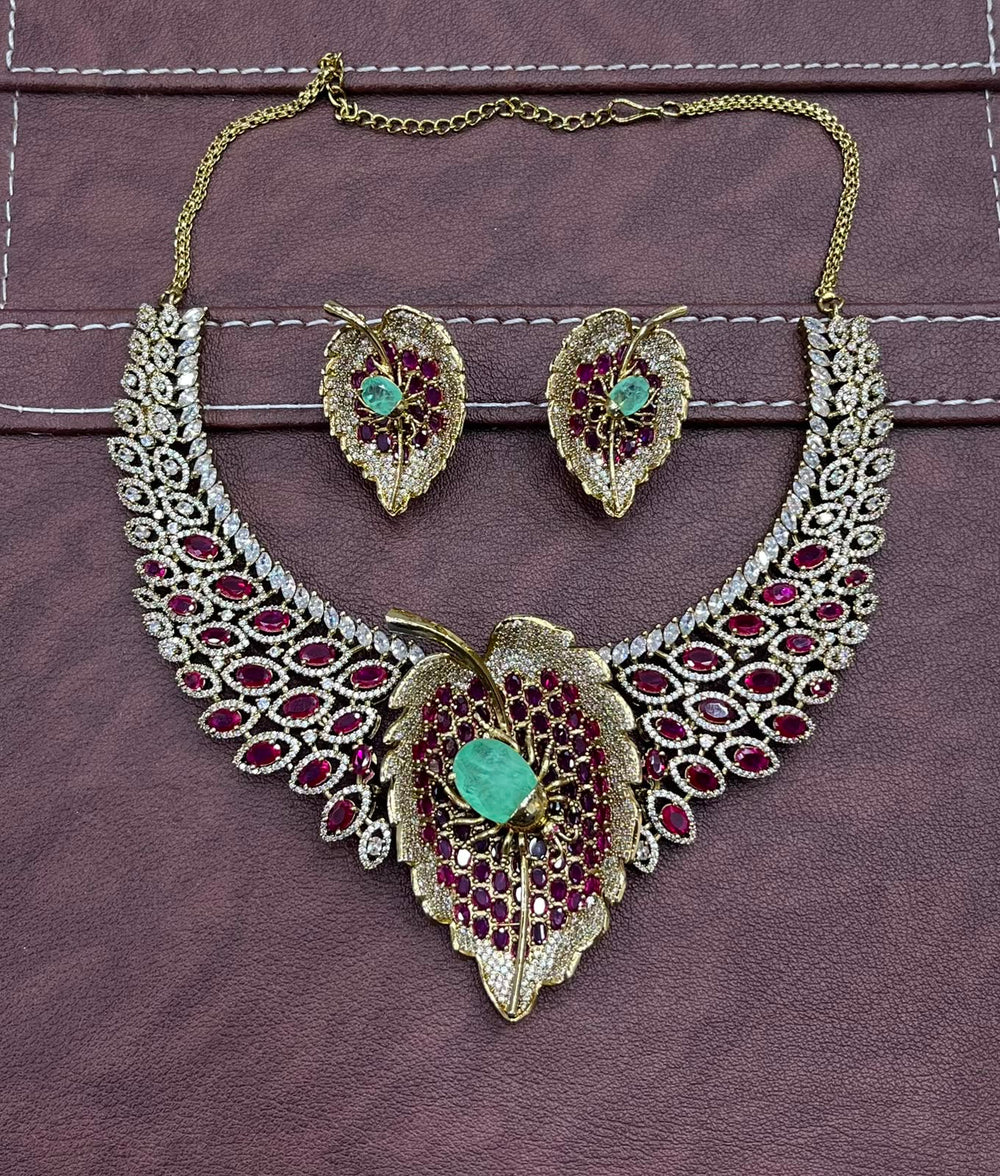 Victorian Polish with AD Stones Designer Necklace