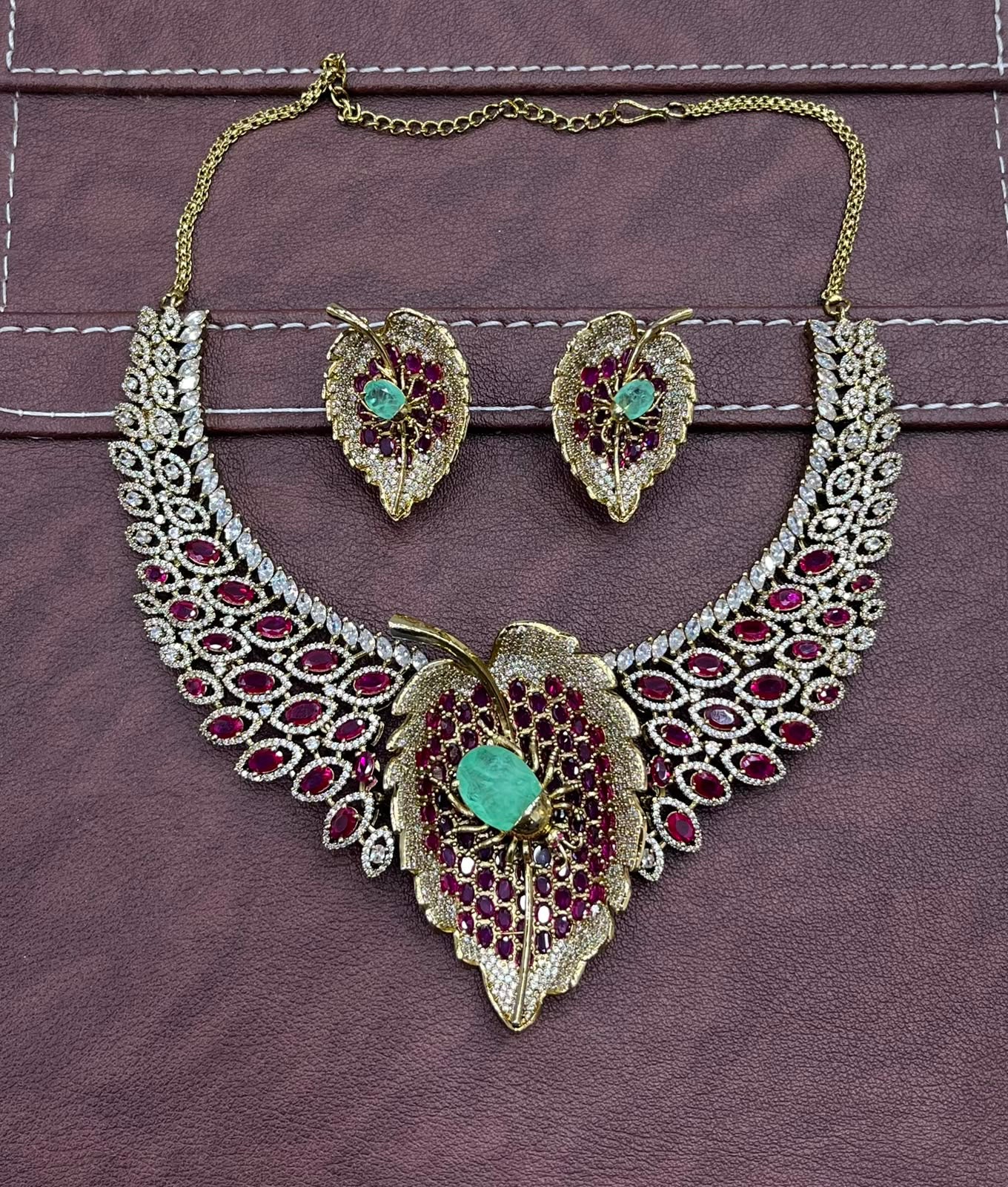 Victorian Polish with AD Stones Designer Necklace