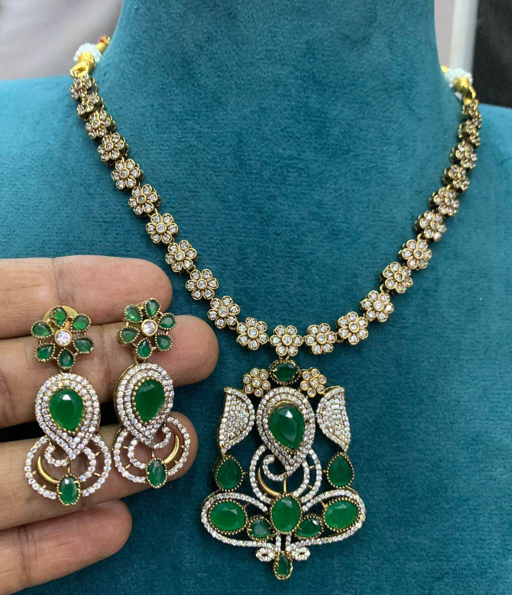 Victorian Polish AD Stones Necklace - Nakshatra Jewels