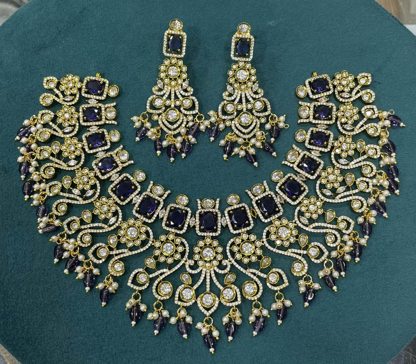 Victorian Polish with AD Stones Bridal Neck Set