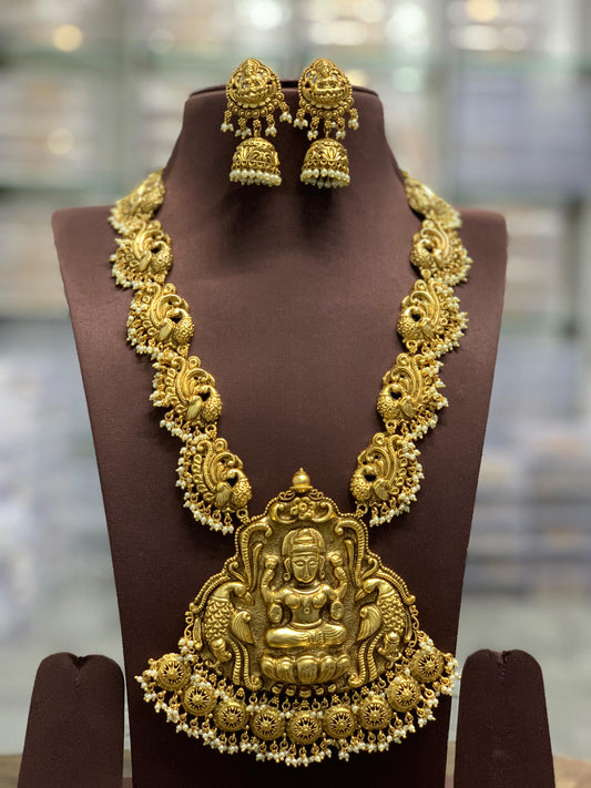 Nakshi Work with Kempu Stones Bridal Haram