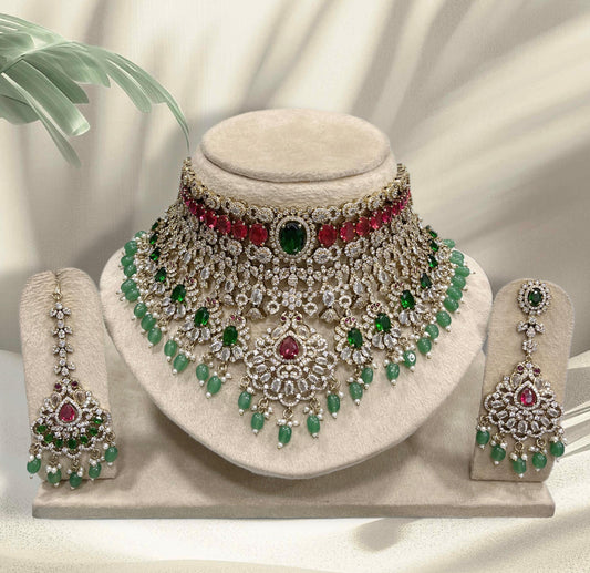 Victorian Polish AD Stones Bridal Choker