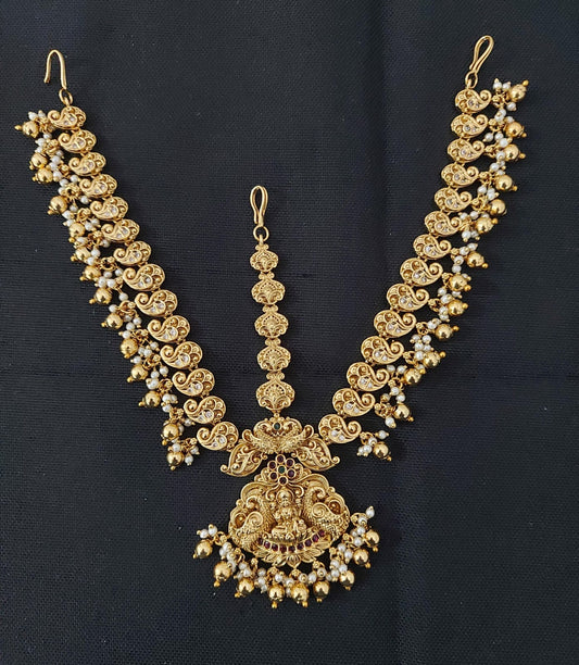 Nakshi work with Kempu Stones Head Set