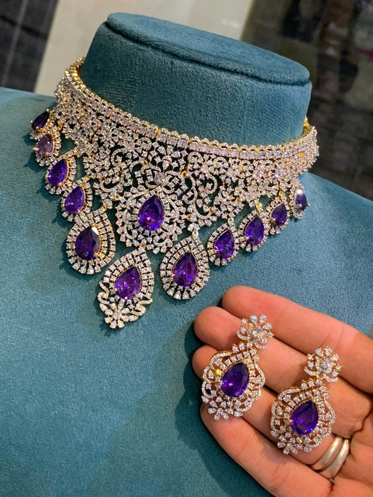 American Diamond Stones Bridal Choker - Nakshatra Jewels