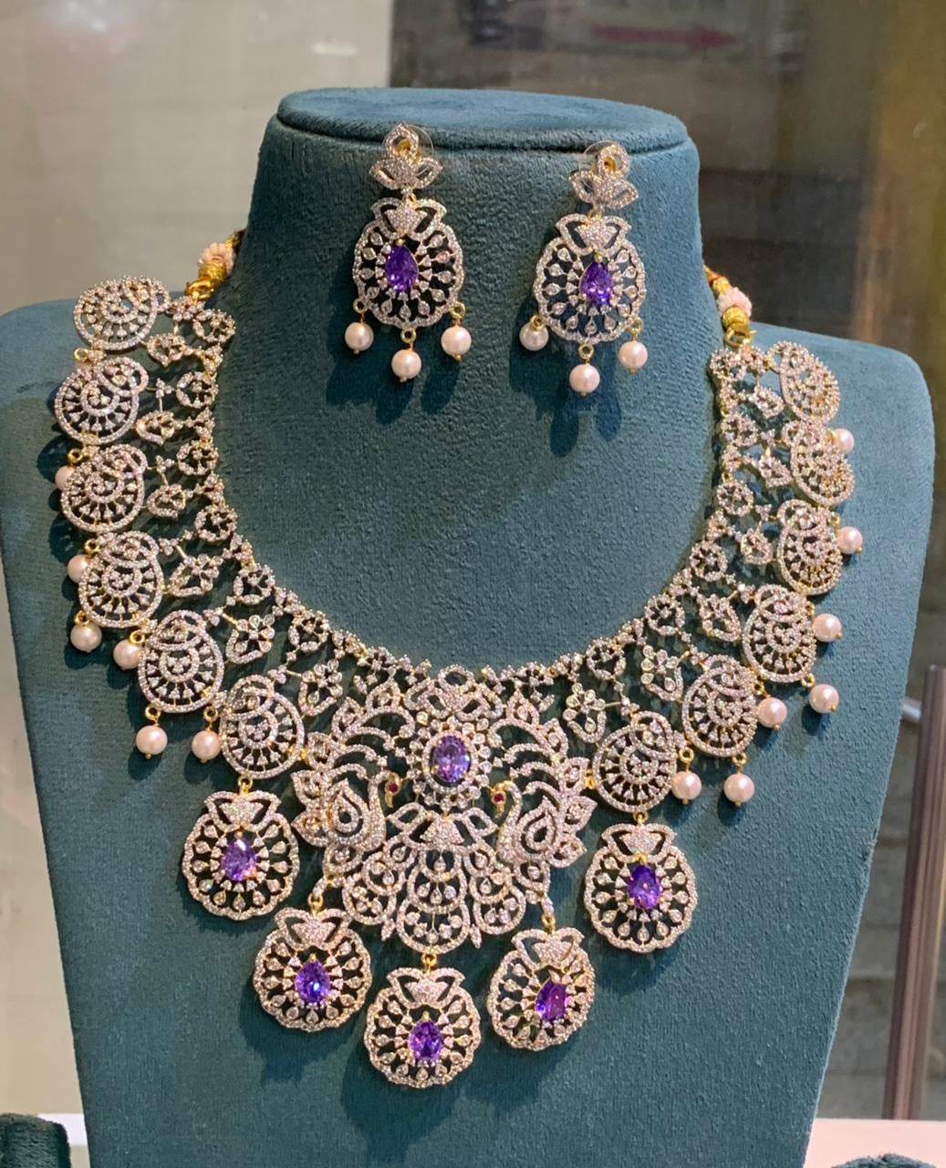 American Diamond Stones Bridal Neck set - Nakshatra Jewels