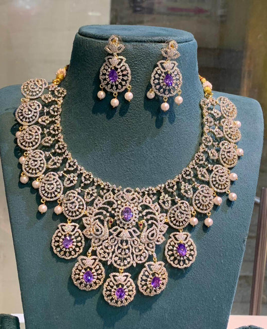 American Diamond Stones Bridal Neck set - Nakshatra Jewels