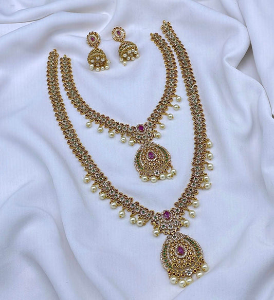 Premium Kempu & AD Stones Combo Set - Nakshatra Jewels