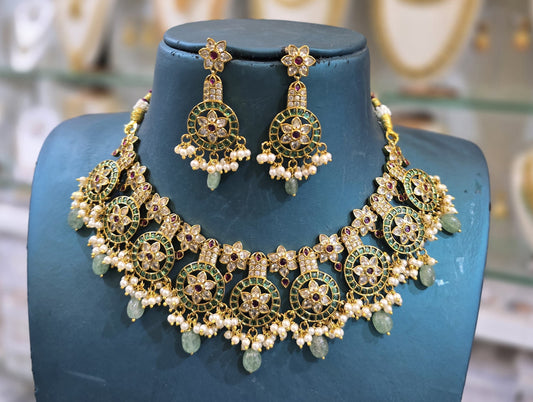 Nagasi Work with Kempu Stones Necklace
