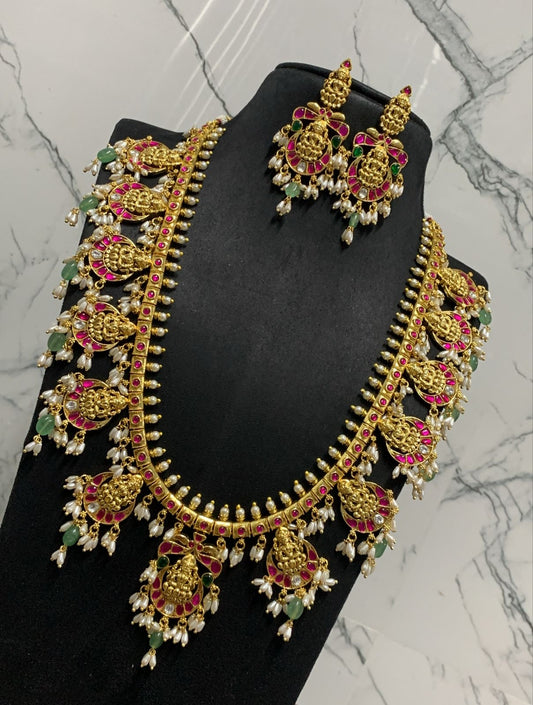 Jaadu Kundan Stones with Rice Pearls Bridal Haram