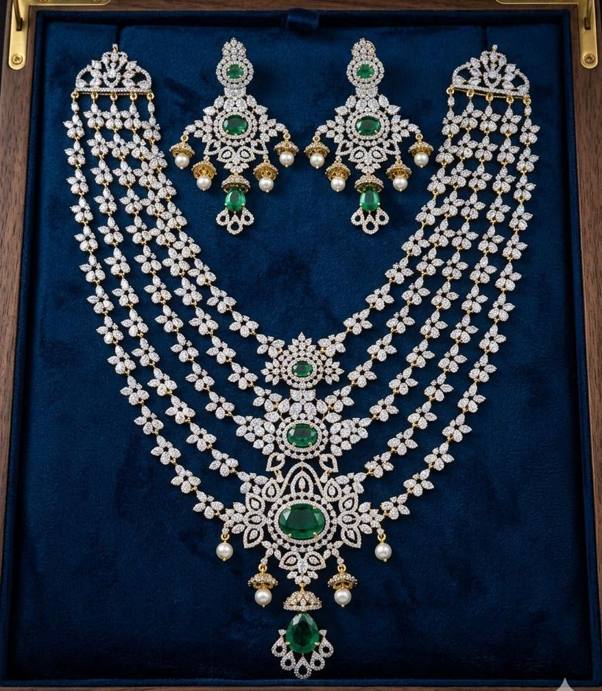American Diamond Stones Bridal Layer Medium Haram
